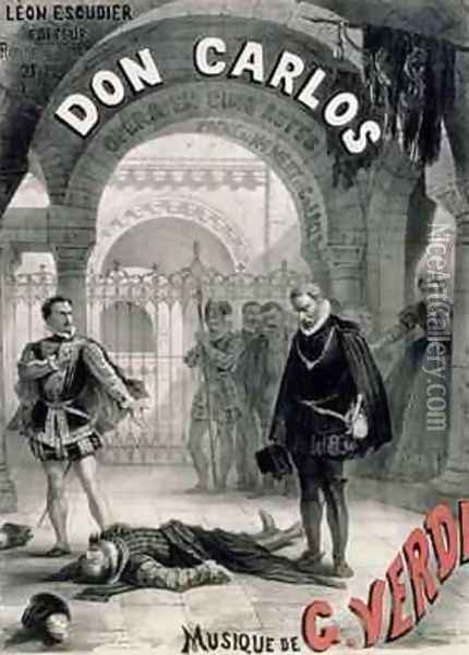 Poster advertising Don Carlos Oil Painting - Alphonse Marie de Neuville