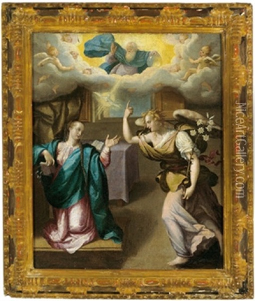 Annunciazione Alla Madonna Oil Painting - Girolamo Mazzola Bedoli