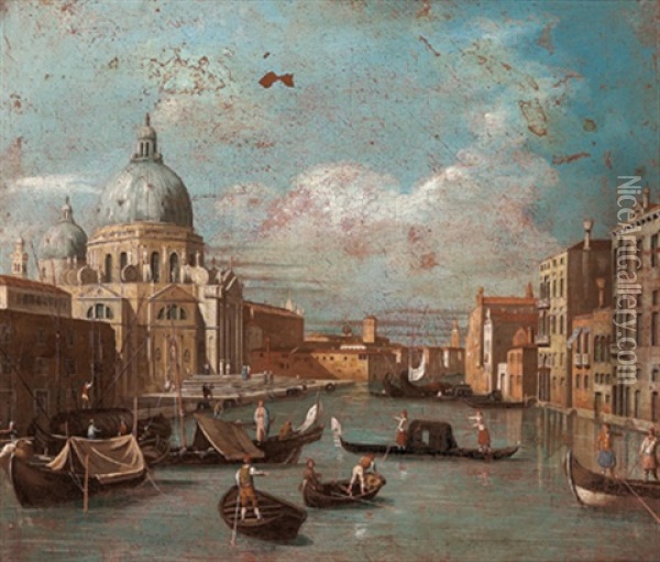 Veduta Del Canal Grande Con La Chiesa Della Salute Oil Painting - Giuseppe Bernardino Bison