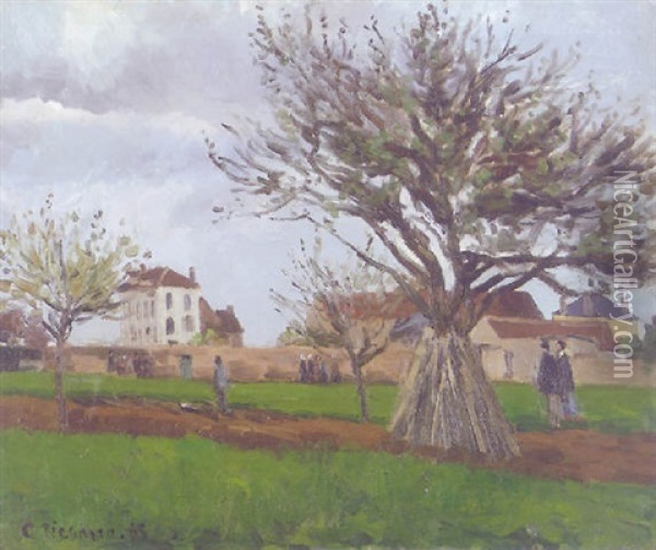 Pommiers A Pontoise (la Maison D Pere Gallien) Oil Painting - Camille Pissarro