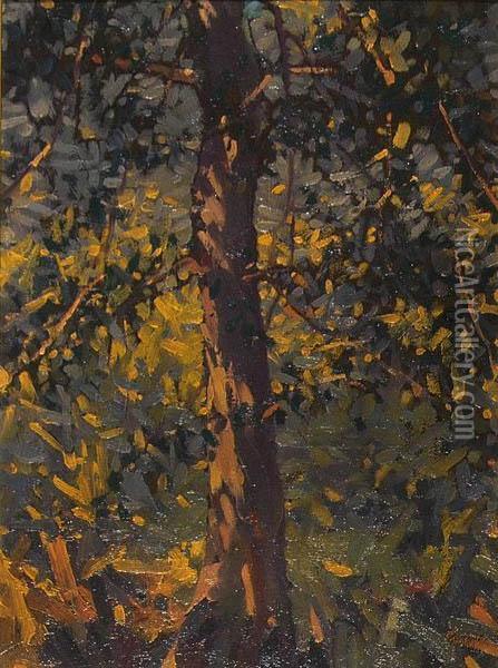Tree In Forest. Oil Painting - Walter Hunt Everett