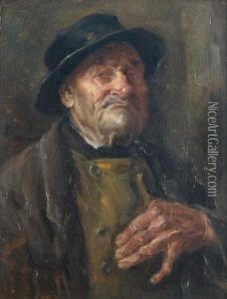 Portrait Of An Old Farmer Oil Painting - Hans Best