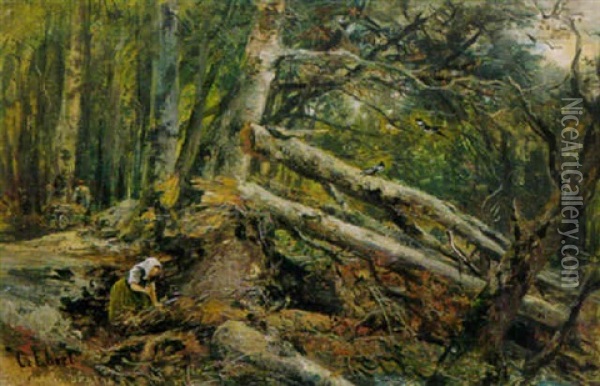 Waldarbeiter Im Forst Oil Painting - Carl Ebert