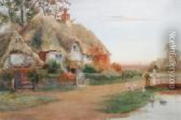 The Old Homestead, Bedfordshire Oil Painting - Arthur Stanley Wilkinson