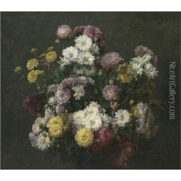 Fleurs, Chrysanthemes Oil Painting - Henri Fantin-Latour