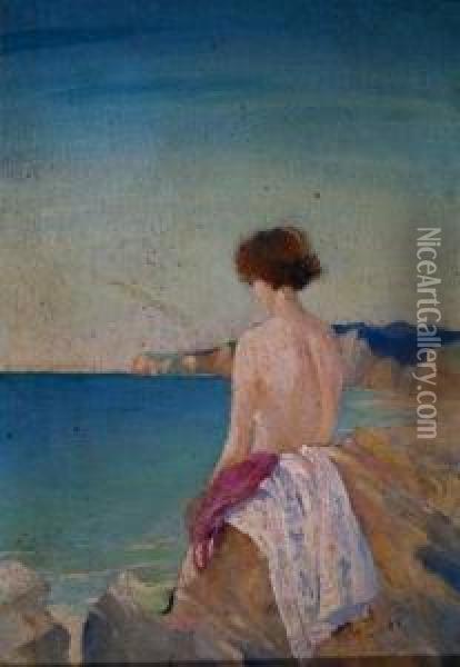 A Bather Oil Painting - Henry Tonks