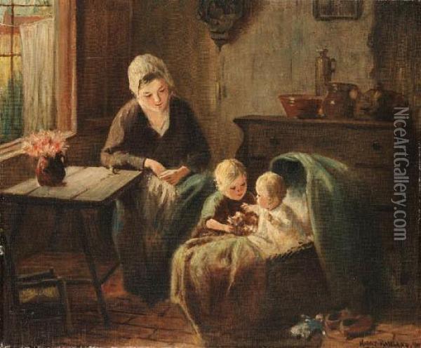 Mother And Children Oil Painting - Frans Arnold Breuhaus de Groot