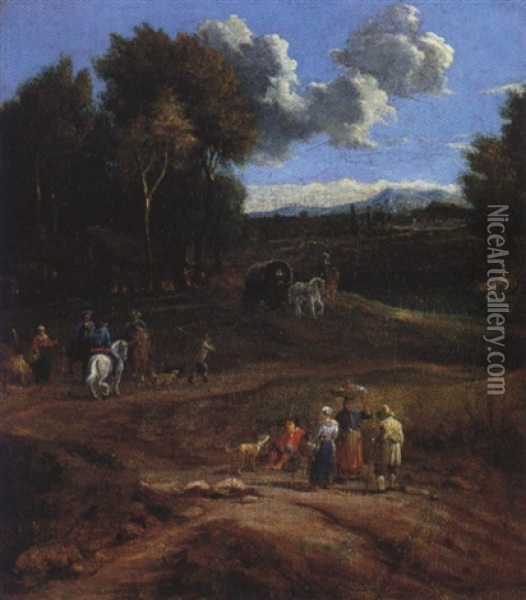 Landschaft Mit Bauerlicher Staffage Und Pferdefuhrwerk Oil Painting - Pieter Bout
