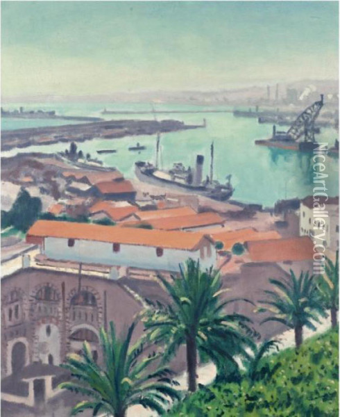 Les Palmiers Devant Le Port De L'agha Oil Painting - Albert Marquet