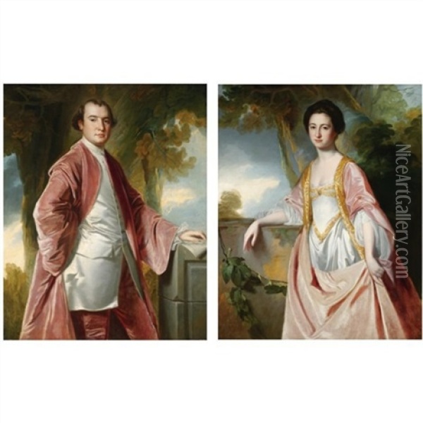 Portrait Of William Salmond Of Waterfoot, Cumberland (+ His Wife, Jane Hasell Of Dalemain; Pair) Oil Painting - George Romney