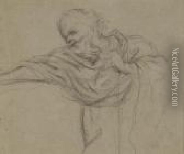 A Study Of A Bearded Man, His Right Arm Outstretched Oil Painting - Pietro Da Cortona (Barrettini)