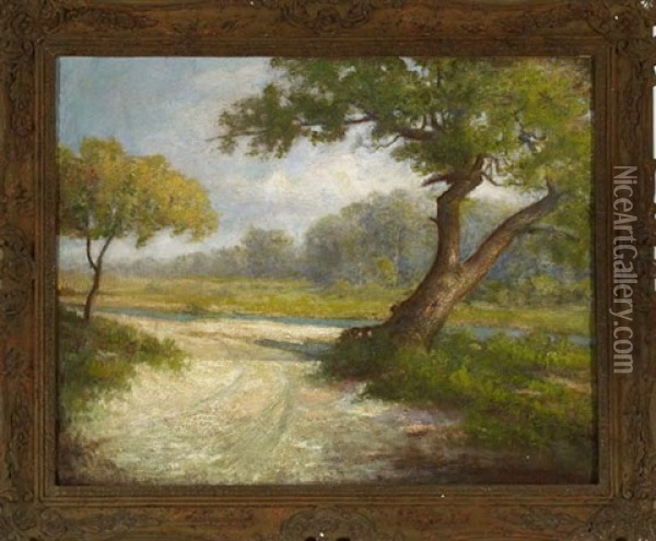 Windsept Trees Near The River's Edge Oil Painting - Robert Swain Gifford