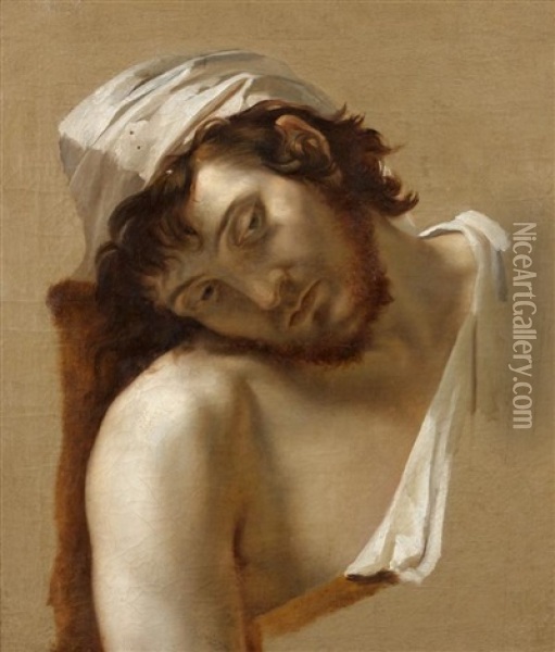 Etude D'homme Penche (study) Oil Painting - Antoine Jean (Baron Gros) Gros