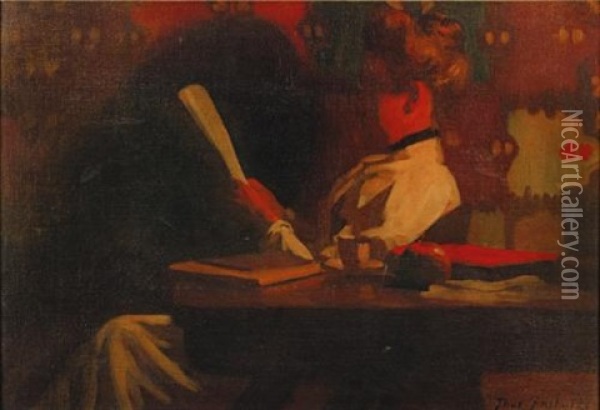 Woman In An Interior, Reading Oil Painting - Thomas Anshutz