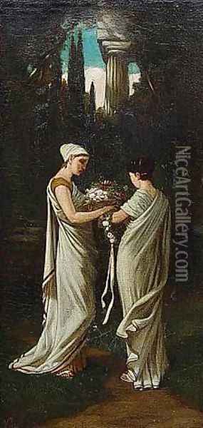 Greek Maidens Oil Painting - Elihu Vedder