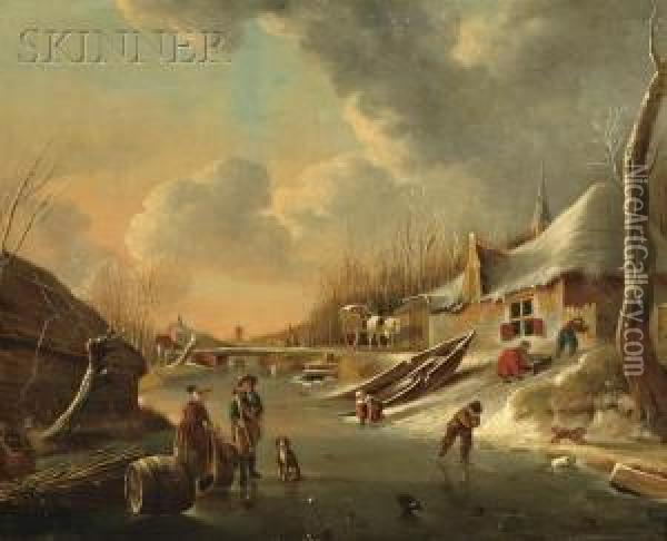 Winter On The River Oil Painting - Andries Vermeulen