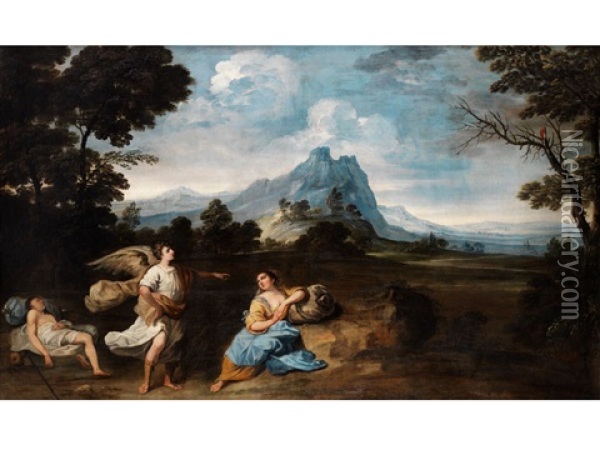 Hagar Und Ismael In Der Wuste Oil Painting - Giuseppe Zola