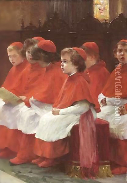 Choir-Boys Oil Painting - Albert Pierre Dawant