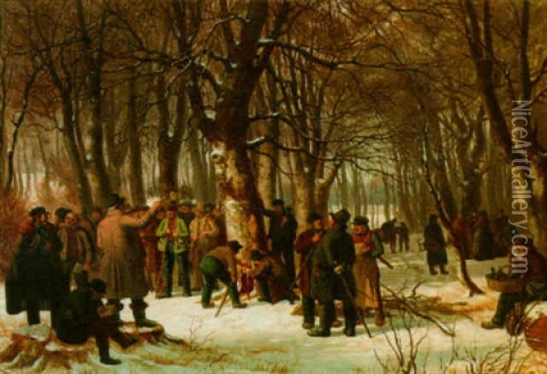The Timber Sale Oil Painting - Peter (Johann P.) Raadsig