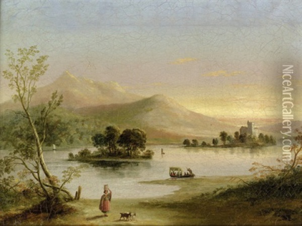 Abendstimmung Am Lough Leane (lower Lake Of Killarney) Mit Blick Auf Ross Castle Oil Painting - Samuel Watson