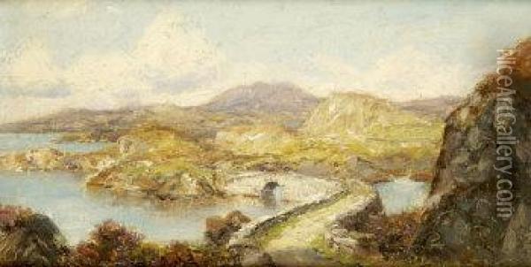 Pontoon Bridge, Lough Conn, Co Mayo Oil Painting - Alexander Williams