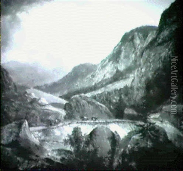 Le Reuss Pres Vassen...dans..mont S. Gotthard Oil Painting - Alexandre Louis Robert Millin Du Perreux