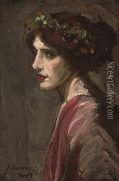Portrait Of A Lady Thought To Be Mrs Ralph Peto Oil Painting - John Lavery