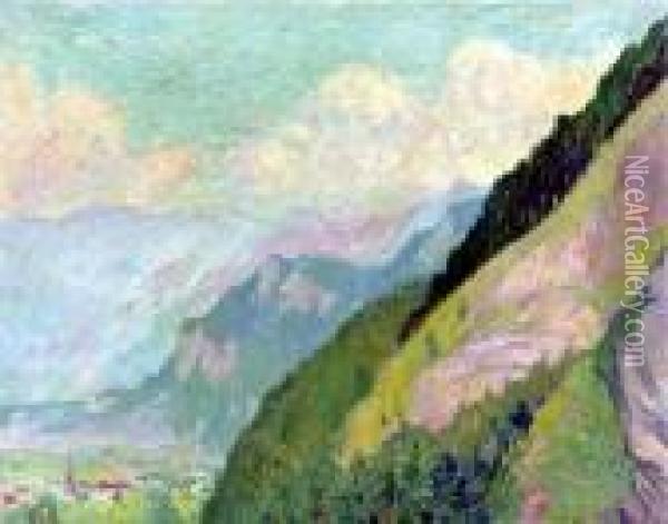 A View Of Myringen, Switzerland Oil Painting - Georges dEspagnat