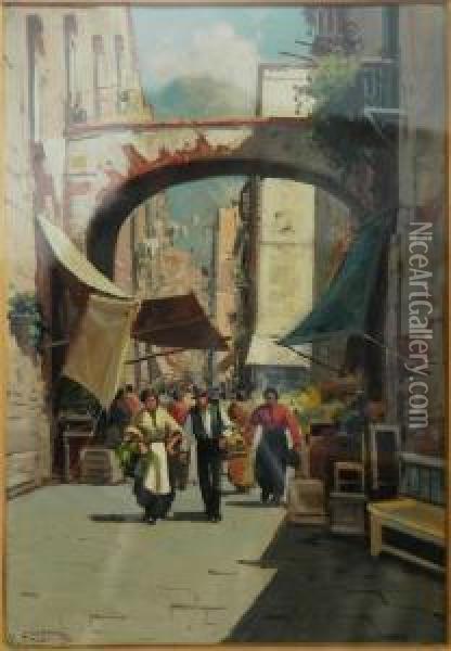 Al Mercato Oil Painting - G. Salvi