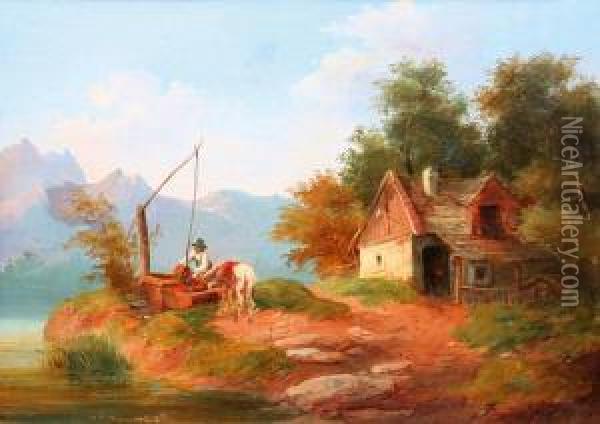 U Napajedla Oil Painting - Johann Matthias Ranftl