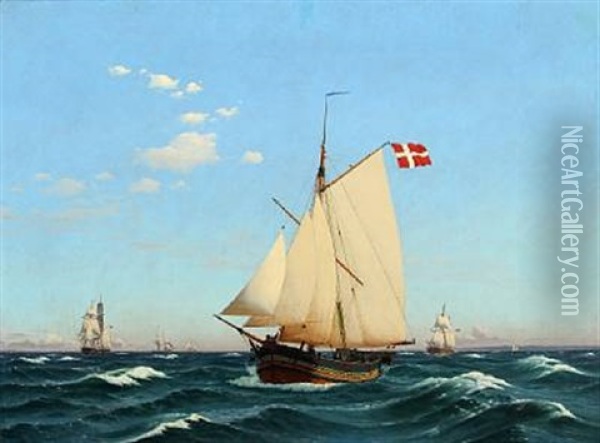 The Danish Yacht Sylphiden Oil Painting - Carl Dahl