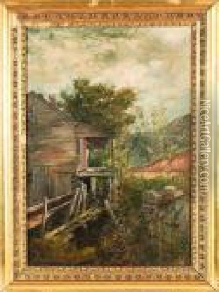 O/c Jackson Nh Mill Oil Painting - Frank Henry Shapleigh