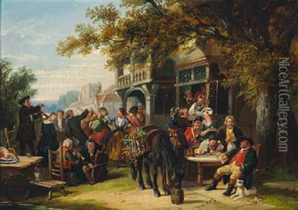 A Village Festival Oil Painting - Frederick Goodall