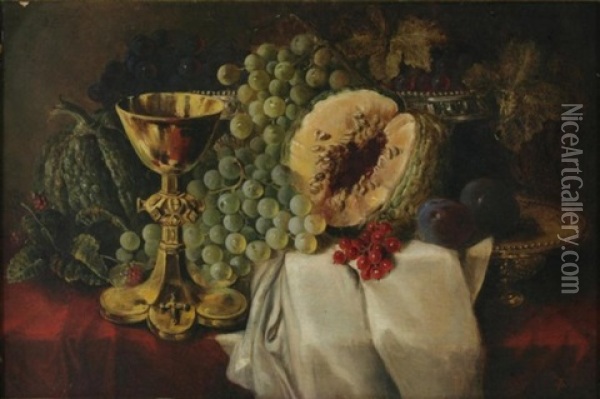 Still Life With Fruit Oil Painting - Charles Caryl Coleman