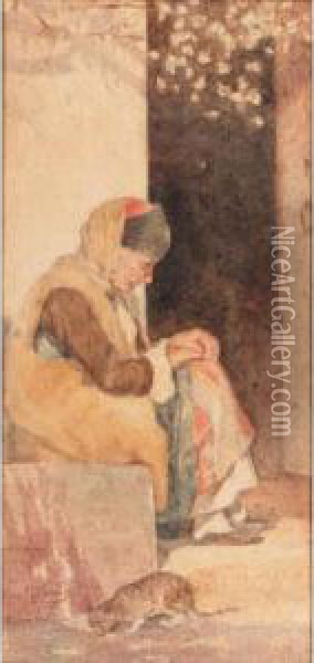 Grandmother Oil Painting - Polychronis Lembessis