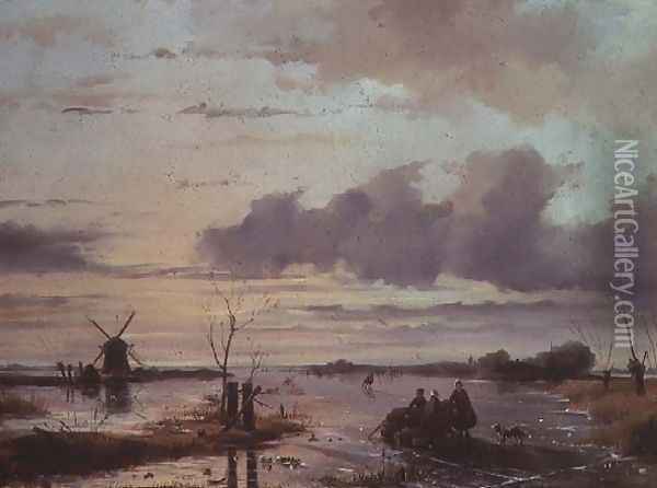 Late Winter in Holland Oil Painting - Nicholas Jan Roosenboom