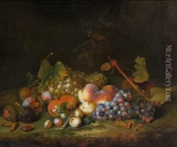 Stillleben Mit Trauben,
 Pfirsichen, Pflaumen, Feigen Und Haselnussen. Oil Painting - William Smith Of Chichester