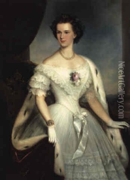 Kaiserin Elisabeth 'sisi' Oil Painting - Friedrich Krepp