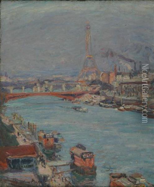French, - La Seine Aparis, La Tour Eiffel, Le Jour Oil Painting - Emile-Othon Friesz