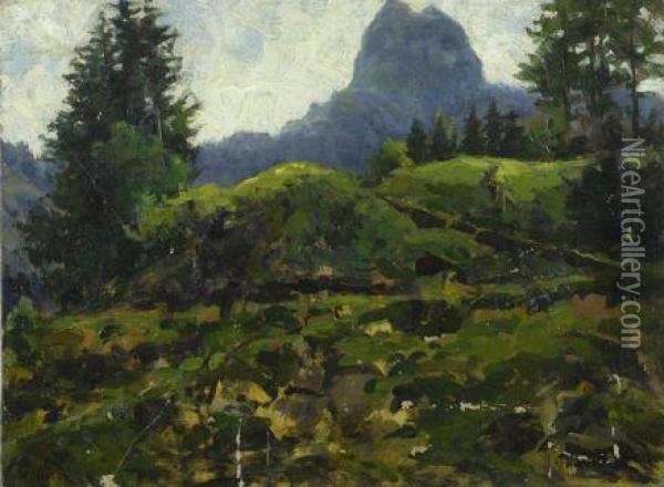 Paesaggio Alpino Oil Painting - Guglielmo Ciardi