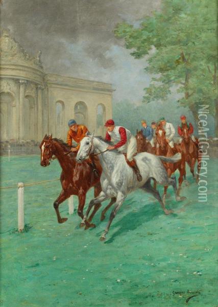 Le Tournant De Chantilly Oil Painting - Georges Louis Ch. Busson