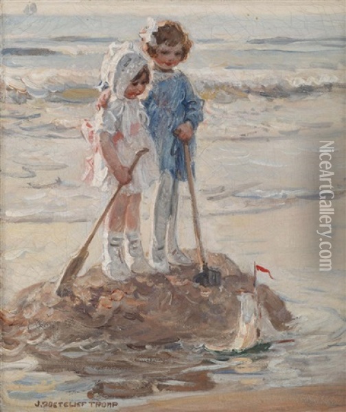 The Little Sailing Boat Oil Painting - Johann Jan Zoetelief Tromp