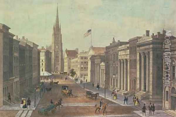 Wall Street New York Oil Painting - Kollner, Augustus
