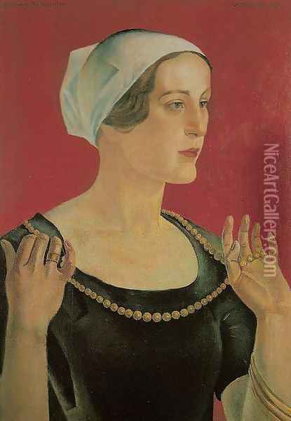 Portrait of a Lady with a Necklace Oil Painting - Ludomir Slendzinski