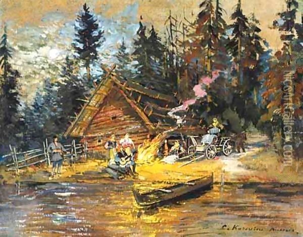 Songs Around The Campfire Oil Painting - Konstantin Alexeievitch Korovin
