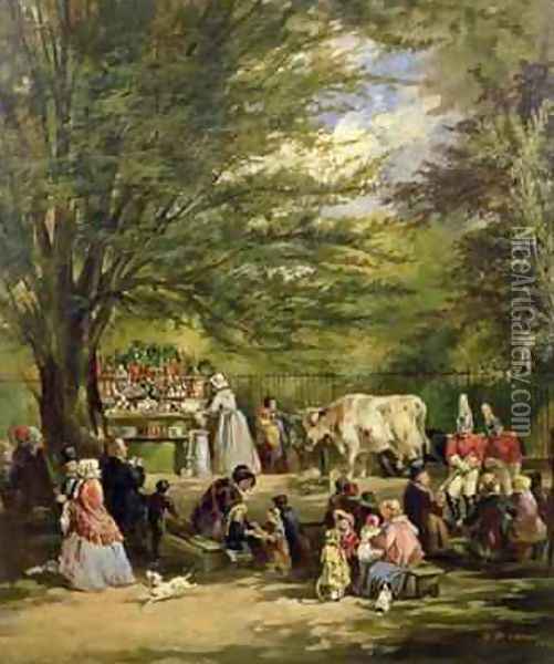 The Milk Stall at the North End of the Tilt Yard St James Park 1852 Oil Painting - W. W. Morris