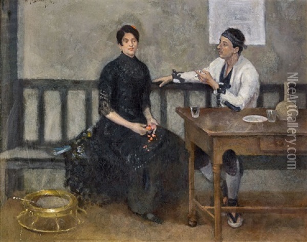 Spanish Subjects In An Interior Oil Painting - William Turner Dannat