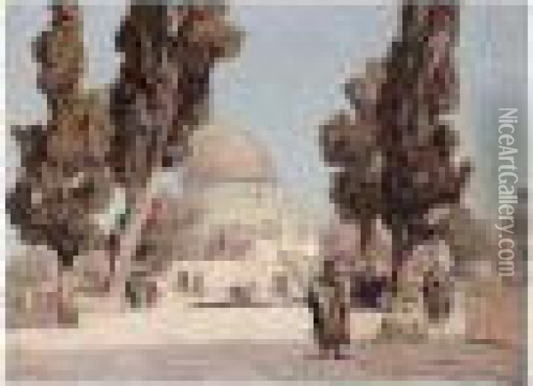 The Omar Mosque, Jerusalem Oil Painting - Georg Macco