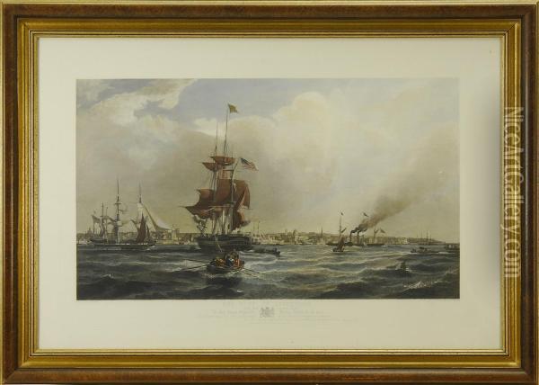 The Port Of Liverpool Taken From Seacombe Cheshire Oil Painting - George Chambers