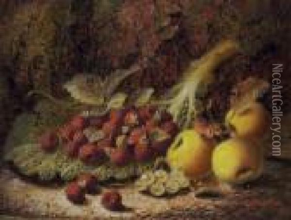 Still Life With Raspberries Oil Painting - Oliver Clare